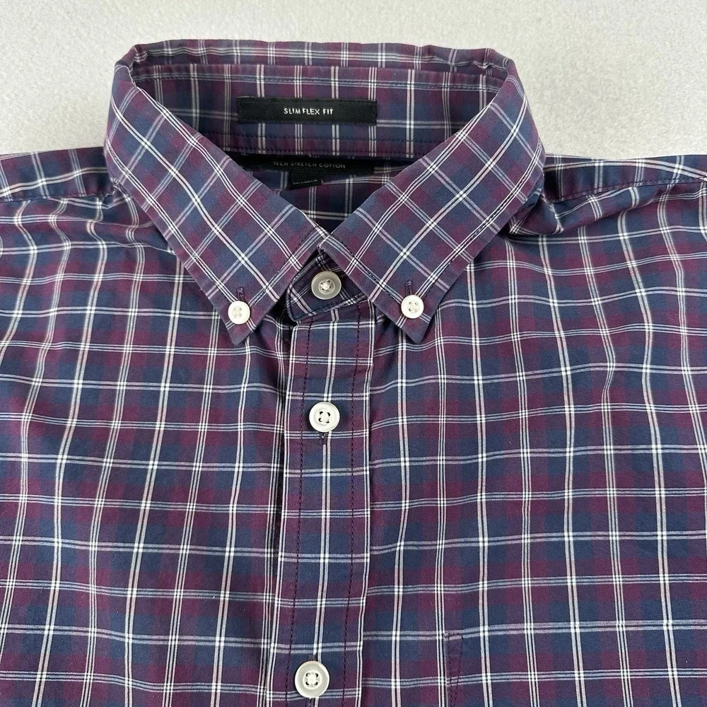 Banana Republic Men's Purple Slim Flex Fit Tech Stretch Cotton Shirt Size Medium